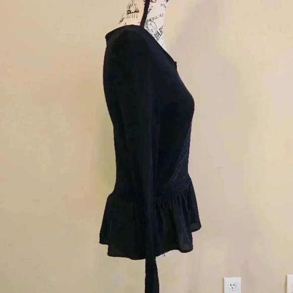 White House Black Market Black Bell Sleeve Peplum Top, size xs - Picture 4 of 11